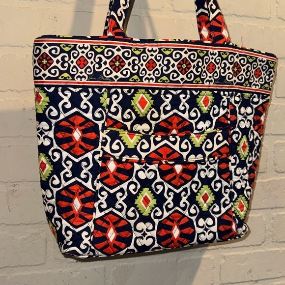 Vera Bradley Tote sun valley print Spacious bag travel navy orange retired - Picture 2 of 3